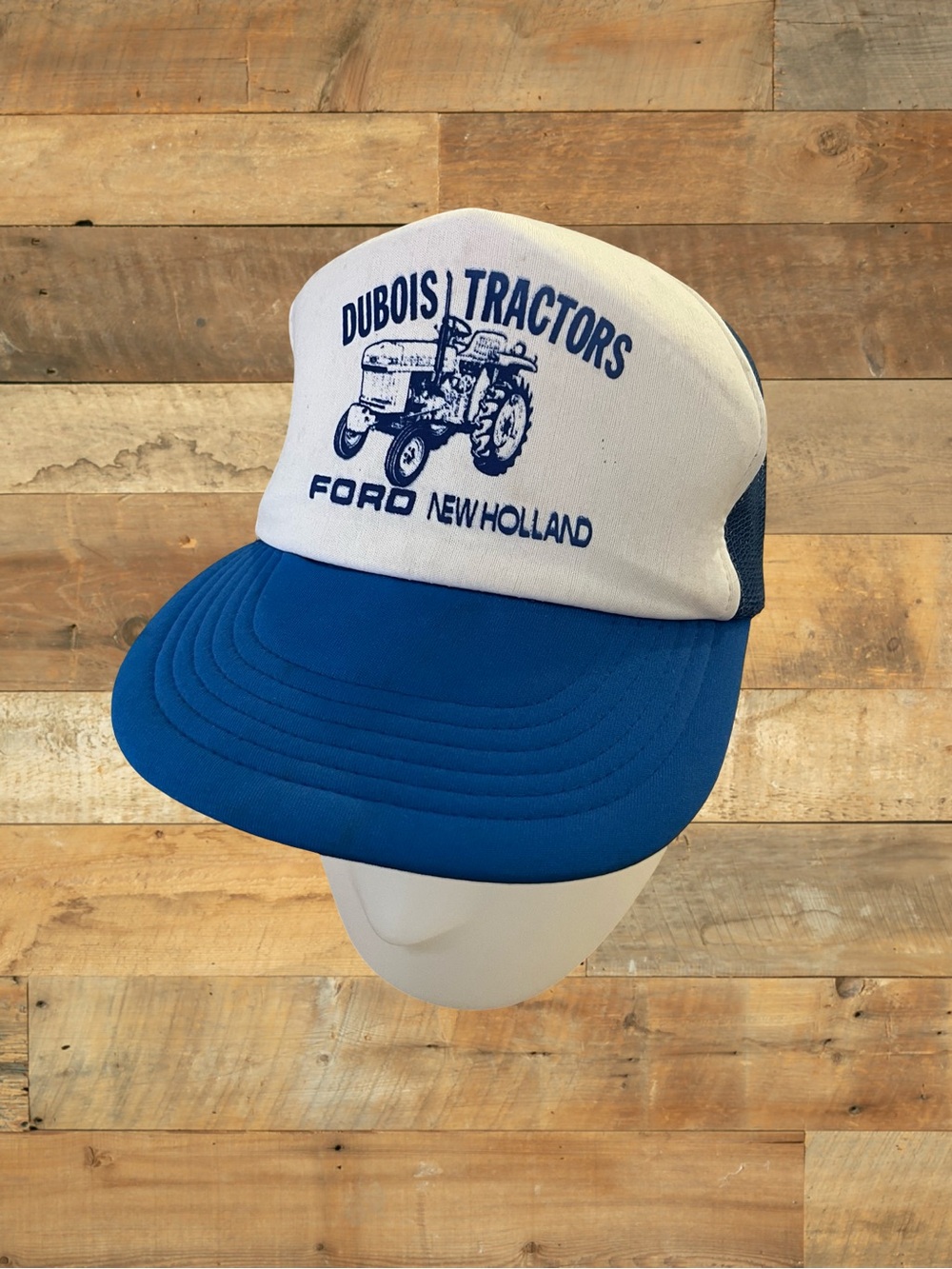 Vintage Ford New Holland Dubois Tractors Blue White Trucker Hat